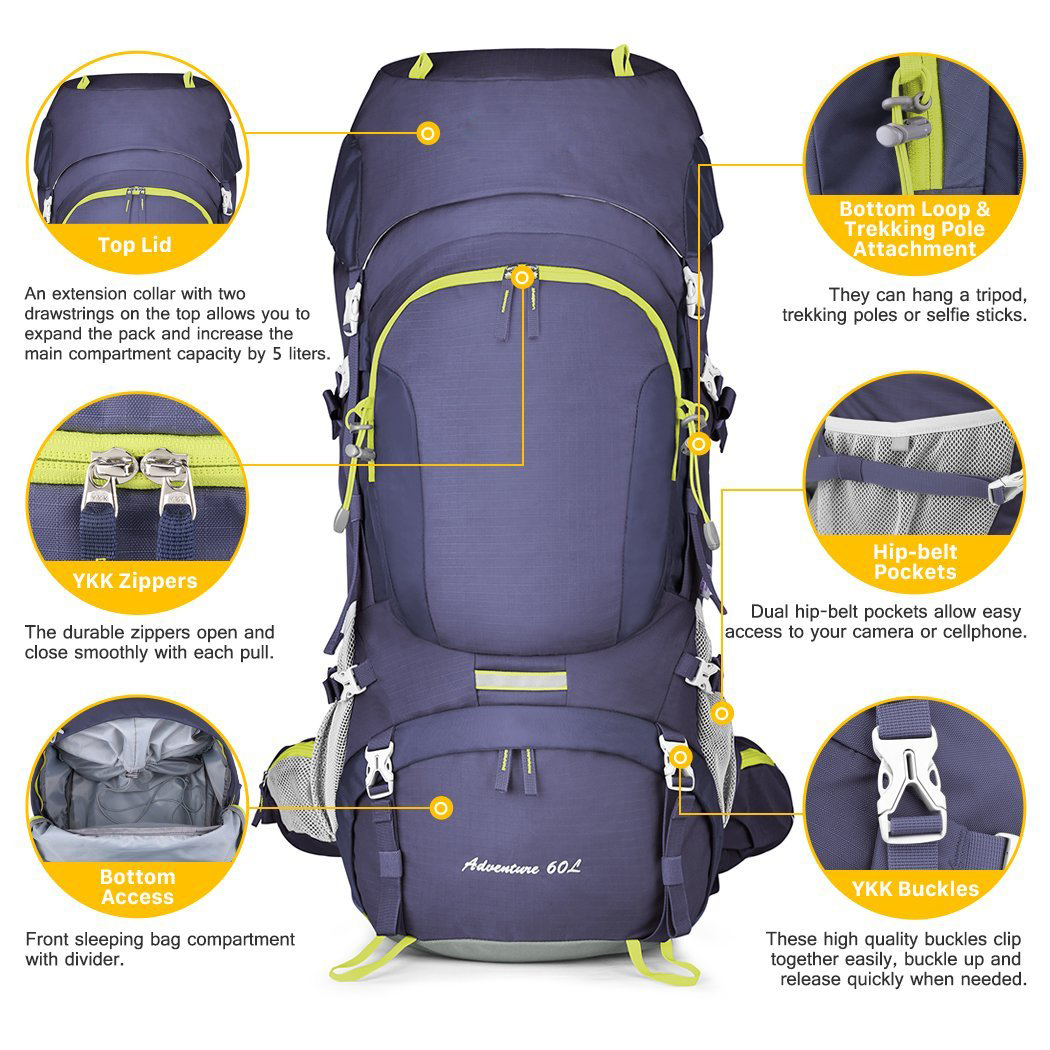 60l camping backpack